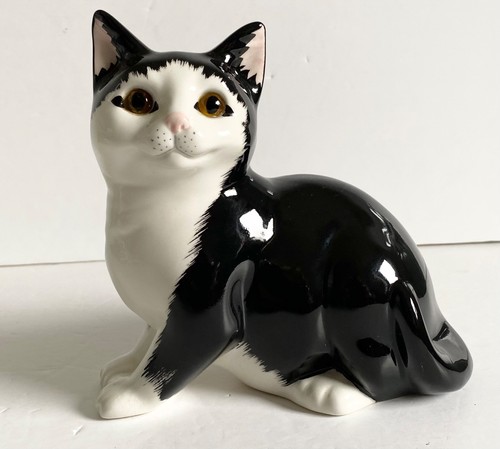 Cat figurine ceramic black - black, &