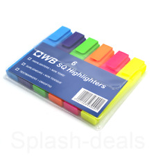 6 x Assorted Highlighter Pens - Bright Fluorescent Pen Colours -  Handy Wallet