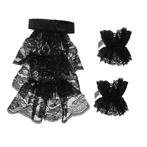 Lace jabot and - and, cuffs