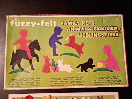 Vintage fuzzy felt family pets - vintage,