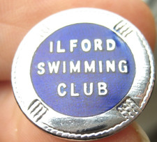 ILFORD SWIMMING CLUB  vintage members quality metal enamel pin BADGE