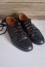 Kids Youths Black Leather Ghillie Kilt Brogues by Dormie Size UK 4.5 Weddings