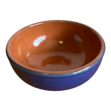 Vintage Art Pottery Soup Cereal Bowl Brown Blue Glazed Stoneware 10 x 4.5 cm