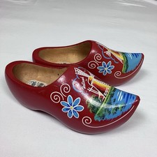 Wooden Clogs Red Painted