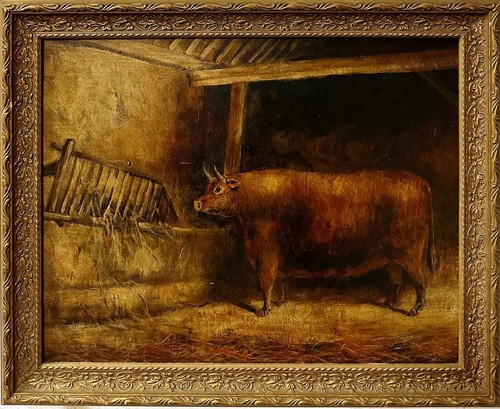 Antique oil board - on, short