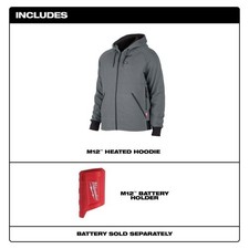 Milwaukee 306G-20S Heated Jacket Hoodie  GREY , Size S - Bare tool
