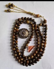  Islamic Prayer 99 Bead Misbaha, Tasbih Brown Tigereye Beads 8mm.