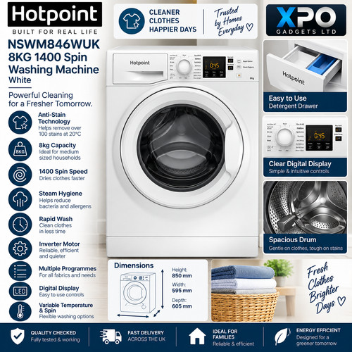 Hotpoint nswm846wuk 8kg 1400 - hotpoint,