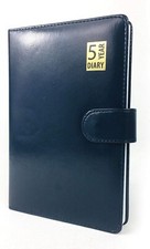 Five Year Undated Diary A5 Leather Bound Open Diary Soft Magnetic Lock - Blue