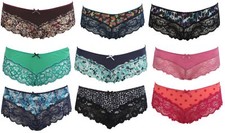 Ex-Store Ladies Microfibre & Lace Trim Brazilian Knickers