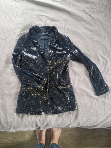 Zara sequin black gold - sequin, blazer