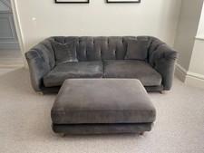 Loaf Boho Sofa Medium w/ Sugarloaf Footstool in Scuttle Grey Vintage Velvet