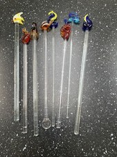 Vintage Glass Cocktail Swizzle Sticks