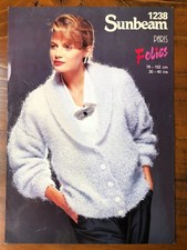 Sunbeam 1238 knitting pattern ladies eyelash yarn cardigan with wide collar