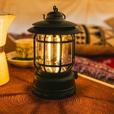 Retro Tent Camping Light LED Lantern Outdoor Portable Rechargeable Night Lamp