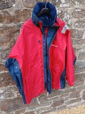 Henri Lloyd Red waterproof Sailing Racing Jacket Men XL with sealed cuffs & Hood