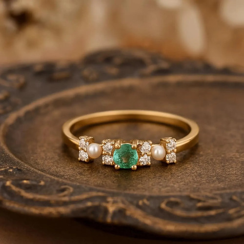 Emerald pearl diamond 18k - &,