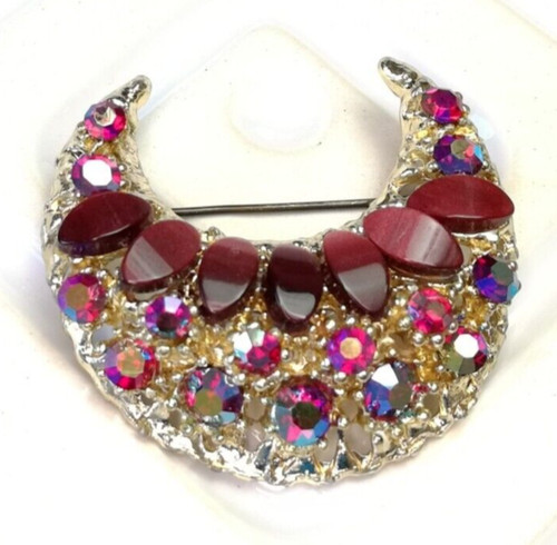 Purple rhinestone crescent - purple,