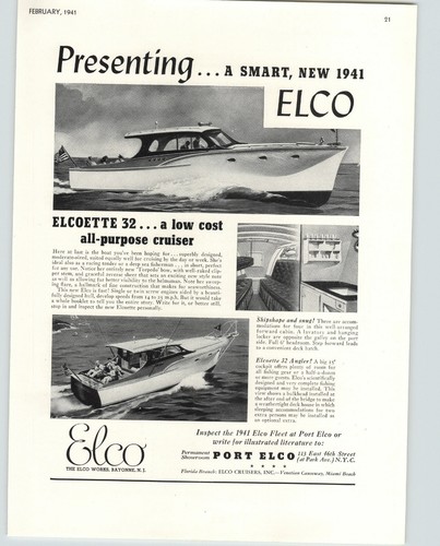 1941 paper elco motor - elco, boat