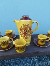 Palissy Royal Worcester Sierra Coffee Set, Vintage, Retro, Two Little Chips