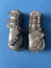 Medium/large Brown Leather And Neoprene Tendon Boots Used For Show Jumping