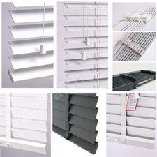 FAUX WOOD VENETIAN BLINDS 50MM WHITE WOOD WOODEN WINDOW BLIND EASY FIT TRIMABLE