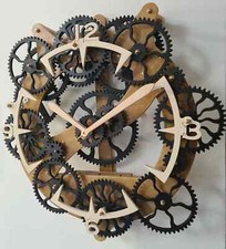 The GearGazer' Electro-Mechanical Clock - DIY Wooden Geared Clock Kit with Motor