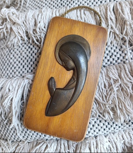 Vintage brown wooden brass