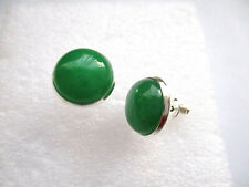 NATURAL STONE GREEN JADE STUD EARRINGS 12MM