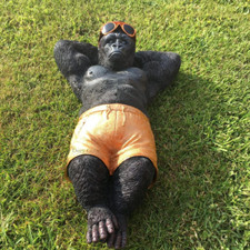 Gorilla Ornament Garden Sculpture For Outdoors Animal Statue Ape Figure Chilling