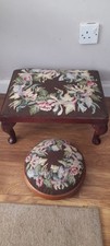 Vintage Tapastry Foot Stool Floral Pattern With Matching Circular Small One.....