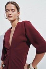 Zara Women Burgundy Ruched