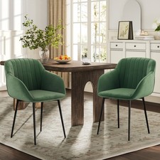 Goeurvant Dining Chairs Set of 2/4/6 Upholstered Kitchen Armchair Green Velvet