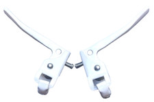 Pair Vintage Bike Cycle Traditional Brake Levers Steel White Inc Adjusters