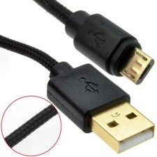 Braided Gold USB 2.0 A To Micro B FAST CHARGE Cable 24AWG 0.3m/0.5m/1m/2m/3m