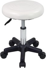 FURWOO Round Rolling Stool Height Adjustable Stool with Wheels Massage - White