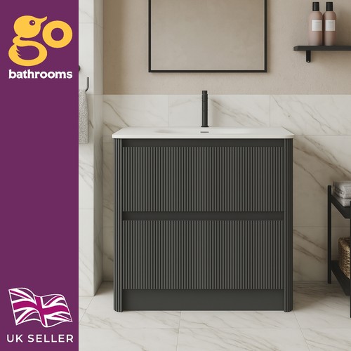Grey ribbed vanity unit - vanity,