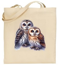 Animal Bird Owl Natural Canvas Tote Bag Durable & Reusable Gift Present