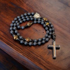 Catholic Christian Rosary Prayer Beads – Gemstone Necklace -St. Benedict Medal
