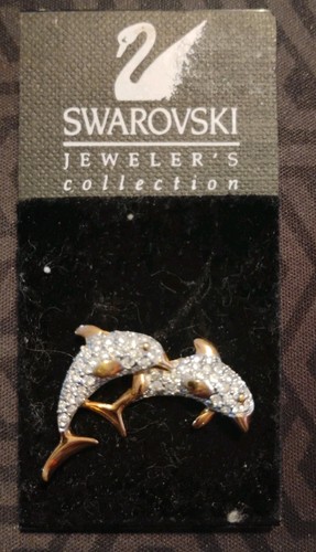 Swarovski dolphins leaping pin - leaping,