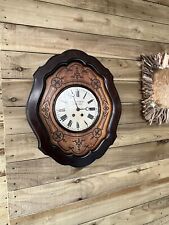 Antique Wall Clock Emil(e) Friedley Of Bradford Large With Inlays C:-1880s.