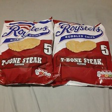 Roysters T-Bone Steak Flavour Bubbled Chips 21gx10 Pack=210g. Free P&P