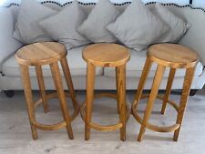 HABITAT Solid Light Oak Set 3 Bar Stools Wooden Contemporary Kitchen Diner