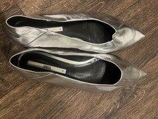 Zara Metallic Silver Flat