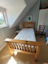 Solid pine single bed - very good condition with mattress