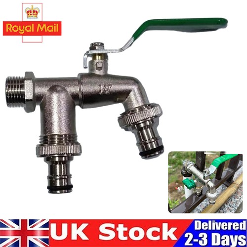 Double garden tap with 2 - double,