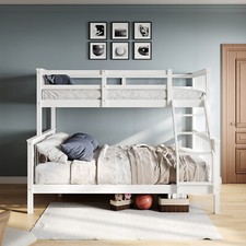 Double White Triple Bunk Bed Solid Pine Wood Children Bed Frame 3ft Single 4ft6