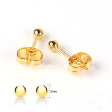9ct Solid Gold Pair Ball Round Ear Studs Earrings Piercing Unisex 3/4/5/6/8mm