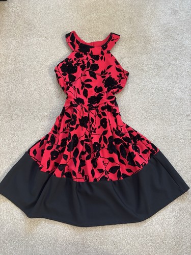 Evita red black - red, floral
