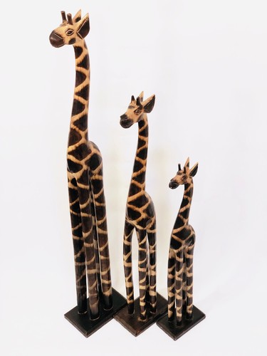 Wooden giraffe statue - giraffe, set